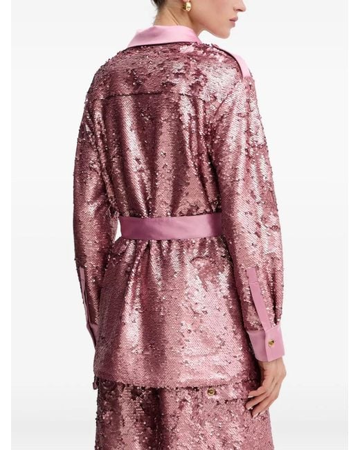 Marciano Pink Kaia Sequinned Belted Shirt