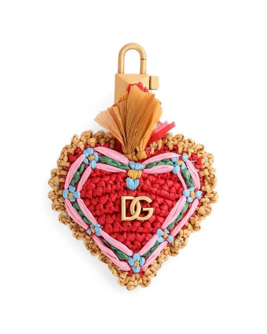 Dolce & Gabbana Red Logo-Plaque Keyring