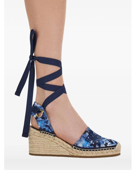 Ferragamo Blue Carantion Print Espadrilles
