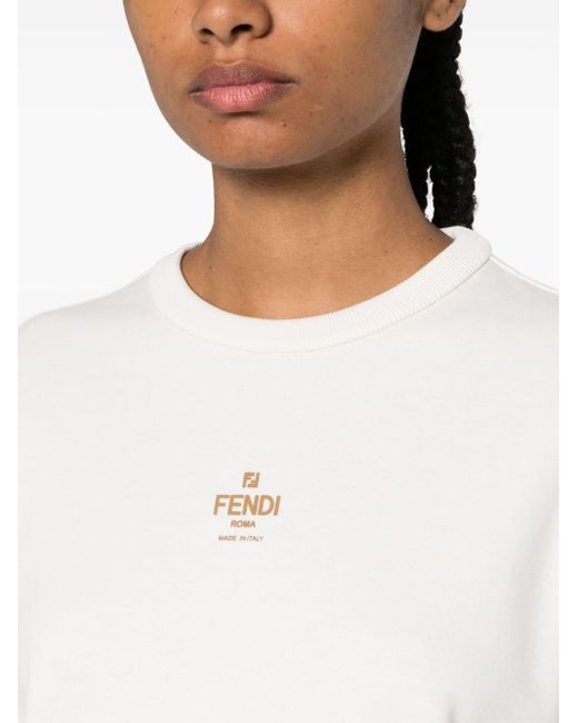 Fendi White Logo Print At The Chest Swether