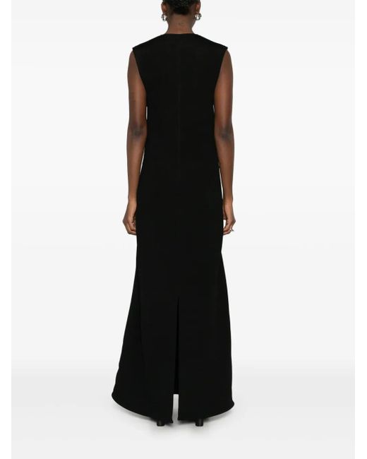 Jil Sander Black Fringed-Mesh Maxi Dress