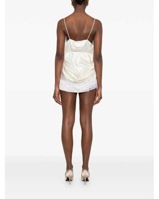 Magda Butrym White Lace-Trim Mini Dress