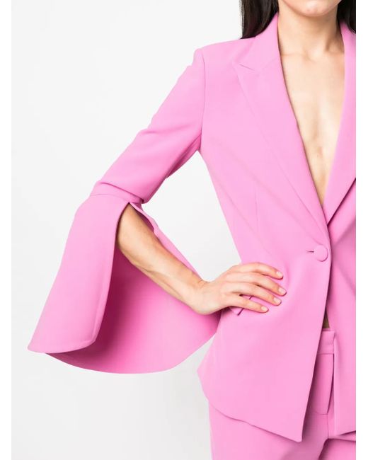 Prabal Gurung Pink Slit-Sleeve Single-Breasted Blazer