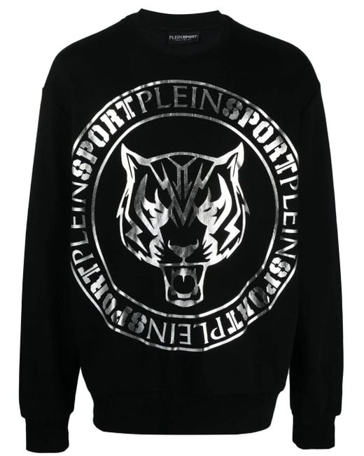 Philipp Plein Black Tiger Logo-Print Sweatshirt for men