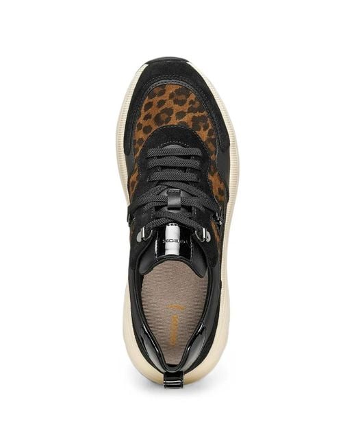 Geox Black Diamanta Leopard-Print Panelled Sneakers
