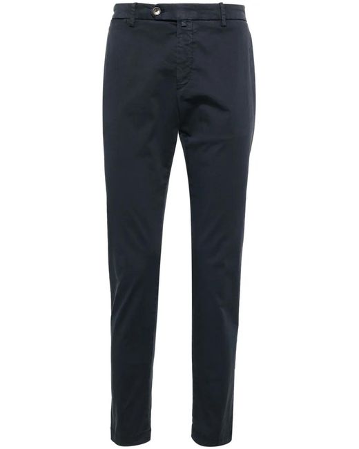 Briglia 1949 Blue Low-Rise Stretch-Cotton Tapered Chinos for men