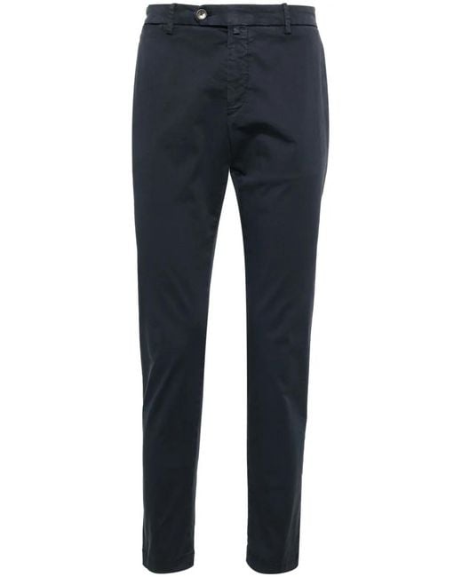 Briglia 1949 Blue Low-Rise Stretch-Cotton Tapered Chinos for men