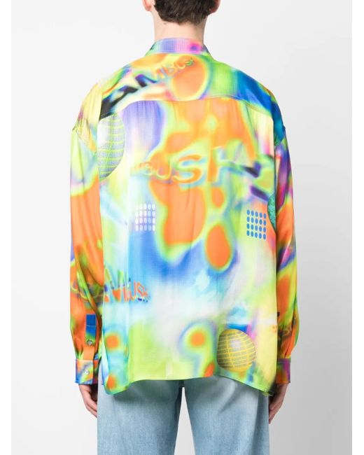 Ambush Blue Graphic-Print Long-Sleeve Shirt for men