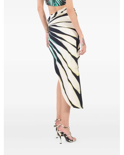 Roberto Cavalli White Drapierter Sarong Mit Ray Of Sea-Print