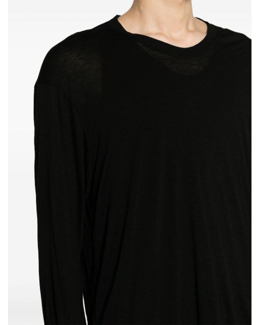 Julius Black Round-neck Long-sleeve T-shirt for men