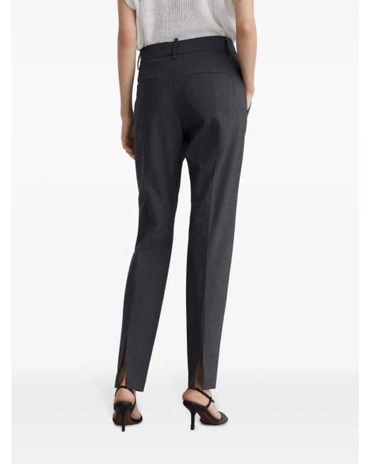 Brunello Cucinelli Blue Tapered-Hose Mit Hohem Bund