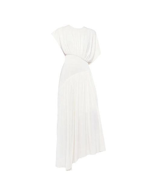 Rabanne White Textured Ruched Asymmetric Dress