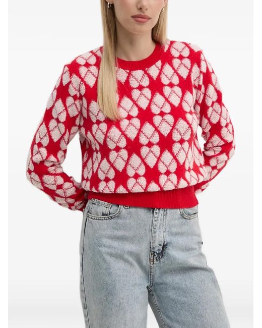 Benetton Red Heart Pattern Sweater