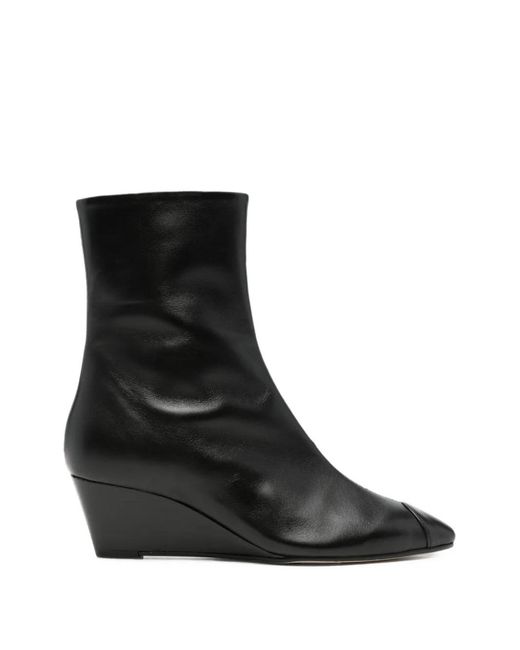 Aeyde Black Mia Cap Wedge-Heel Ankle Boots