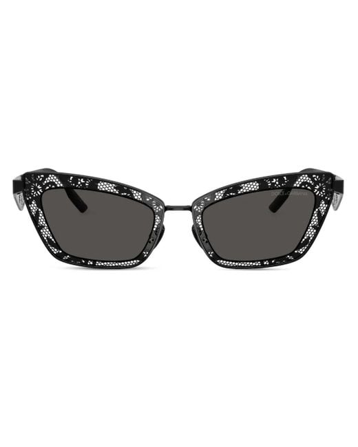 Dolce & Gabbana Black Floral Cat-Eye Sunglasses