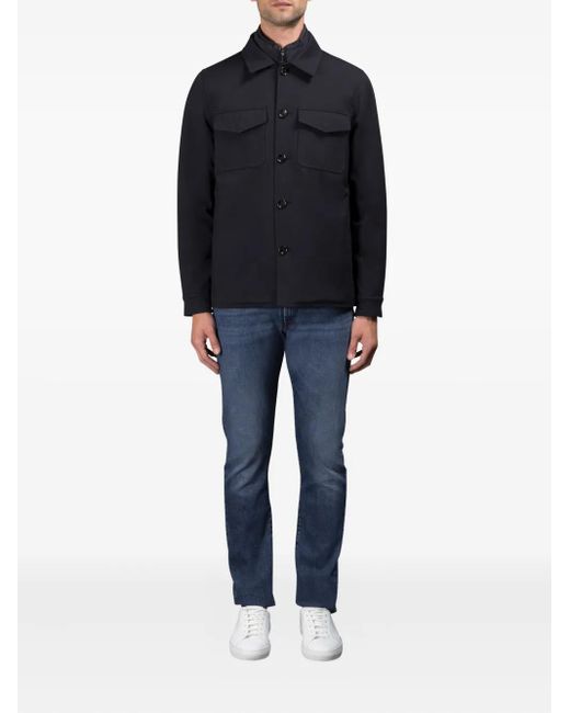 Moorer Blue Torquato-Tz Button Flap Pocket Jacket for men
