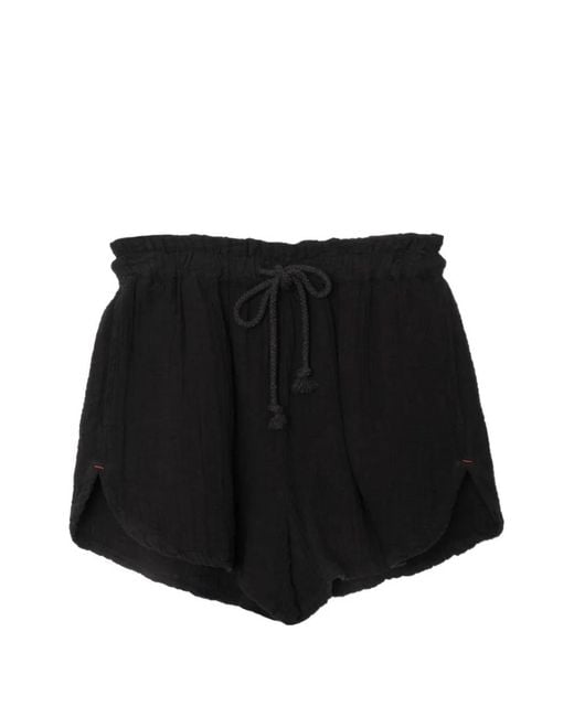 Xirena Black Drawstring-Fastening Crinkled Shorts