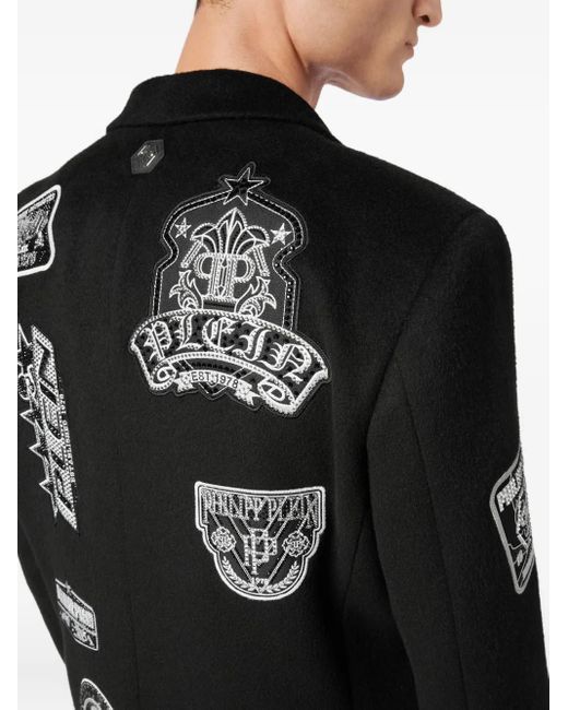 Philipp Plein Black Patches Coat for men