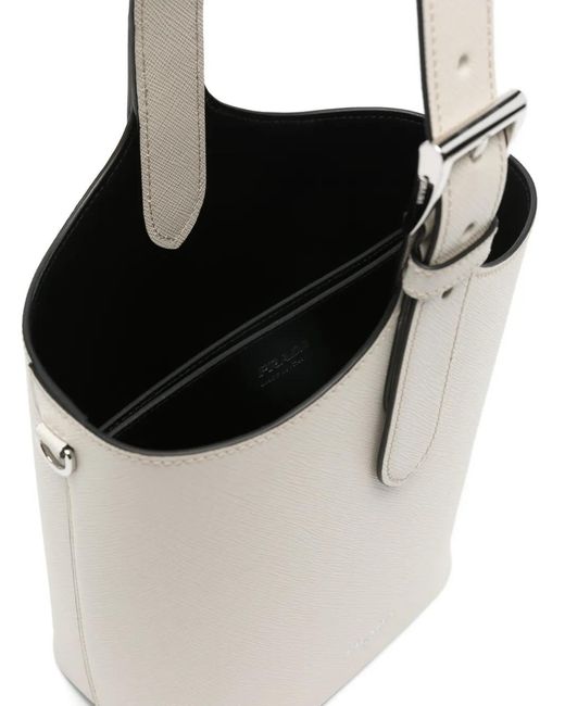 Prada White Sac Seau À Logo Imprimé