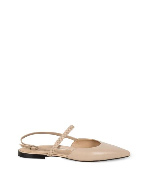 Pomme D ́Or White Braided-Strap Flat Pumps