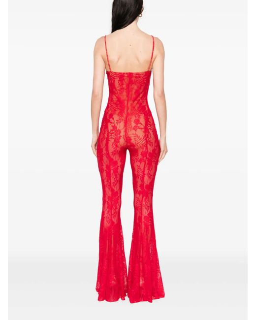 Norma Kamali Red Underwire Fishtail Jumpsuit