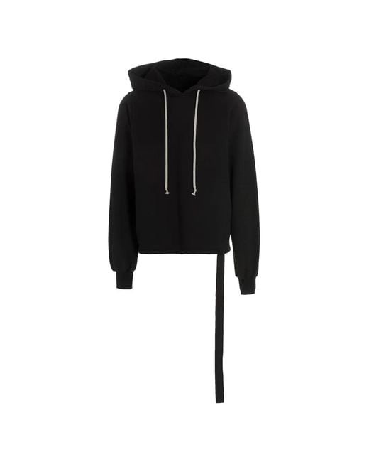 Rick Owens Black Asymmetrical-Stitching Hoodie for men