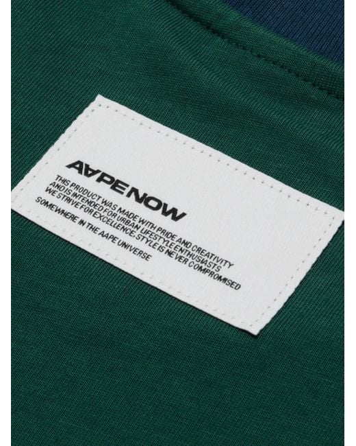 Aape By A Bathing Ape Green Raglan-Sleeve Logo-Patch T-Shirt for men