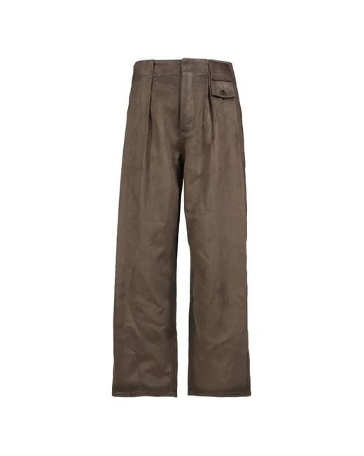 Loewe Brown Pleated Logo-Patch Trousers for men