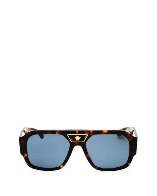 Versace Blue Medusa-Embellishment Tortoiseshell-Pattern Sunglasses for men