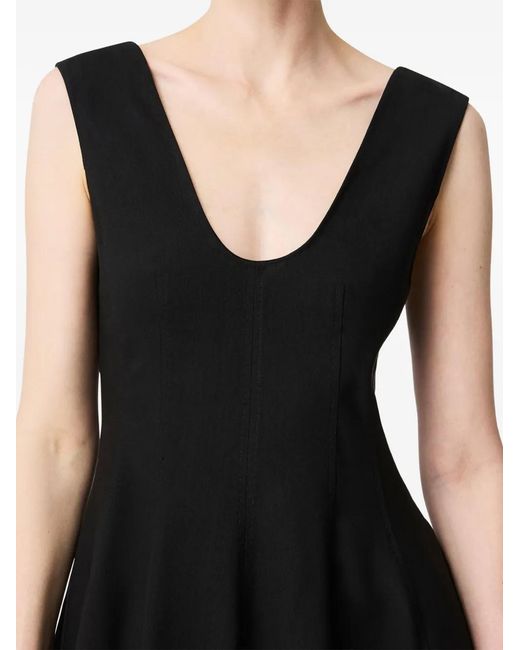 Another Tomorrow Black Seamed Sleeveless Midi Dress