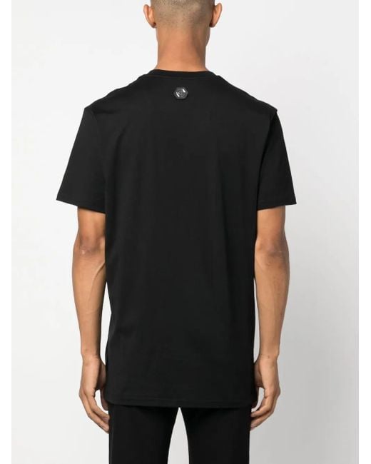 Philipp Plein Black Logo-Patch Round-Neck T-Shirt for men