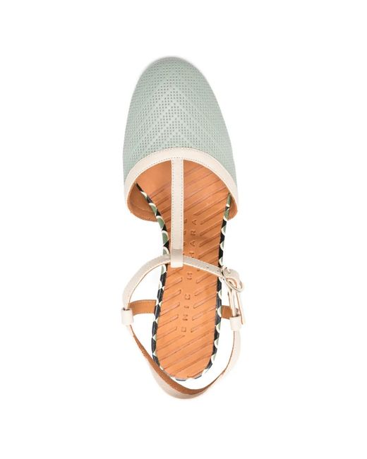 Chie Mihara White Mahedi T-Strap Block-Heel Sandals