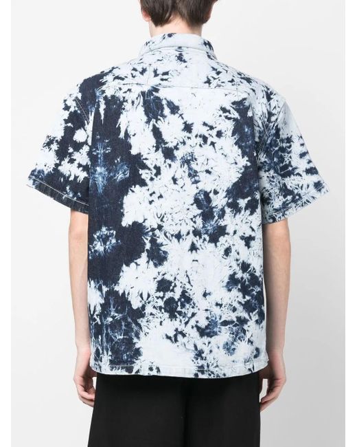 Ferrari Blue Tie-Dye Patterned Shirt for men