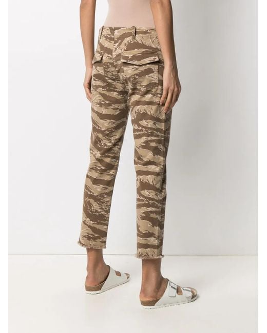 Nili Lotan Natural Camouflage Print Cropped Trousers