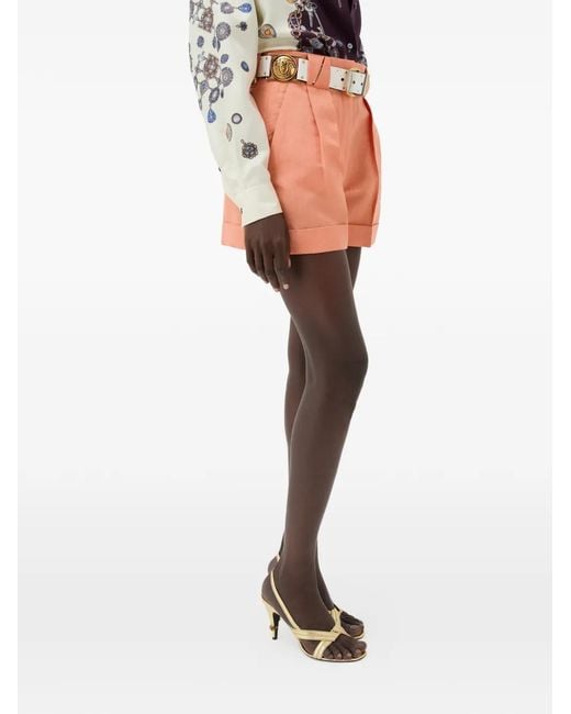 Versace Orange Wool-Linen Shorts