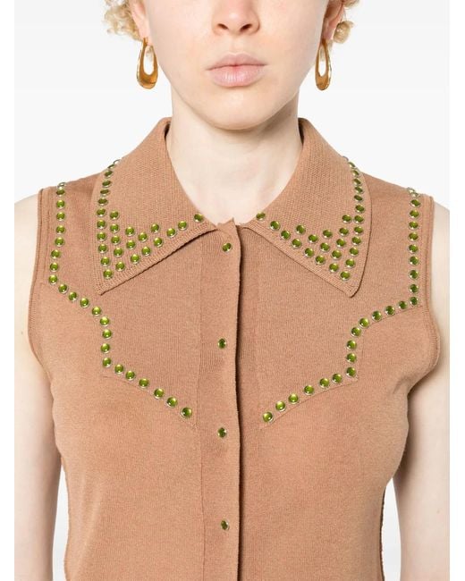 Dorothee Schumacher Natural Stud-Embellished Knitted Top