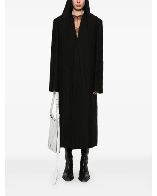 Y. Project Black Draped Cotton Hooded Coat