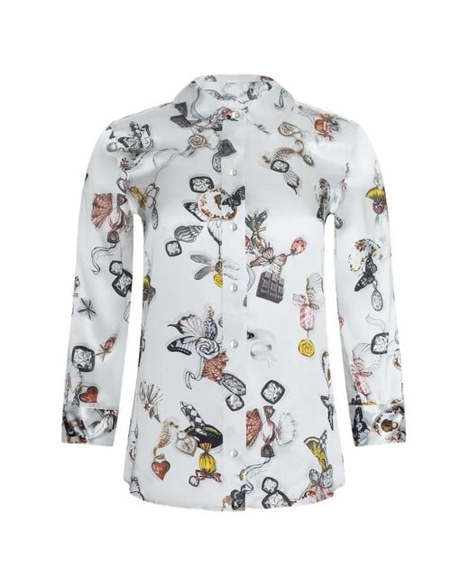L'Agence White Danie Graphic-Print Blouse