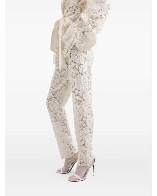 Dolce & Gabbana White Dna Lace-Detailing Trousers