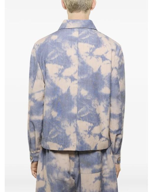 Laneus White Tie-Dye Zip Jacket for men
