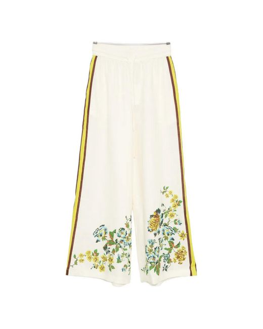 ALÉMAIS White Phyllis Floral-Print Trousers