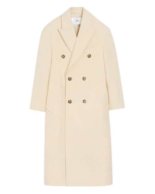 AMI Natural Long Double-Breasted Coat