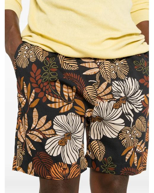 Brian Dales Brown Floral-Print Shorts for men