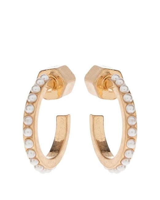 AllSaints Metallic Faux-Pearl Hexagonal-Stud Earrings