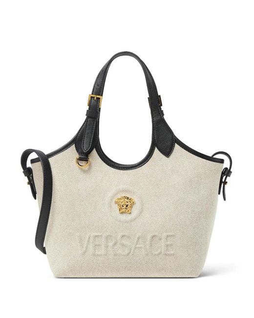 Versace Natural La Medusa Canvas Mini Tote