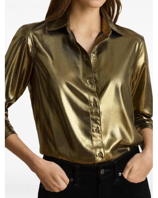 Ralph Lauren Green Chemise Métallisée Classic Fit