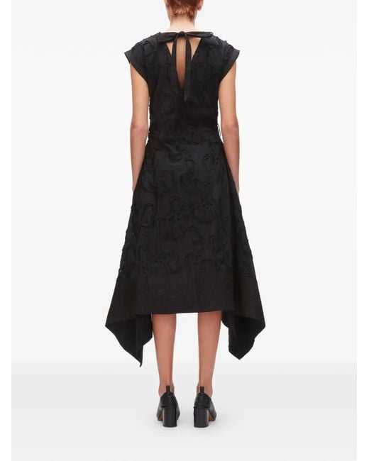 3.1 Phillip Lim Black Floral Asymmetrical Midi Dress