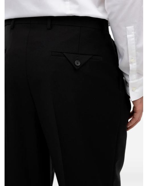 HUGO Black Pleated Straight-Leg Trousers for men