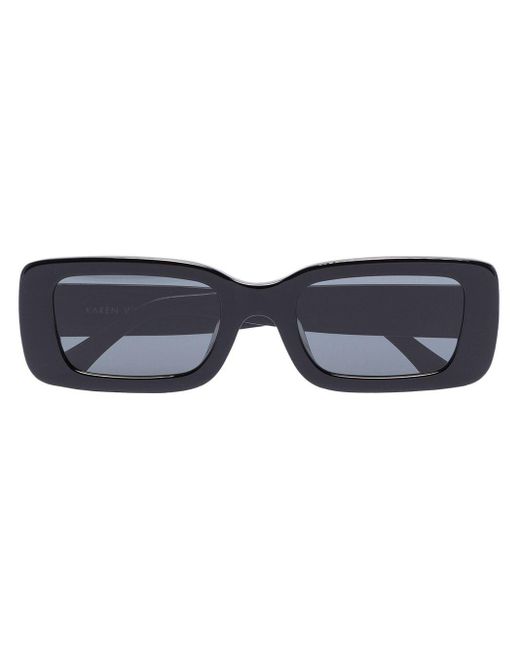 Karen Wazen Kenny Rectangular-frame Sunglasses in Black | Lyst UK