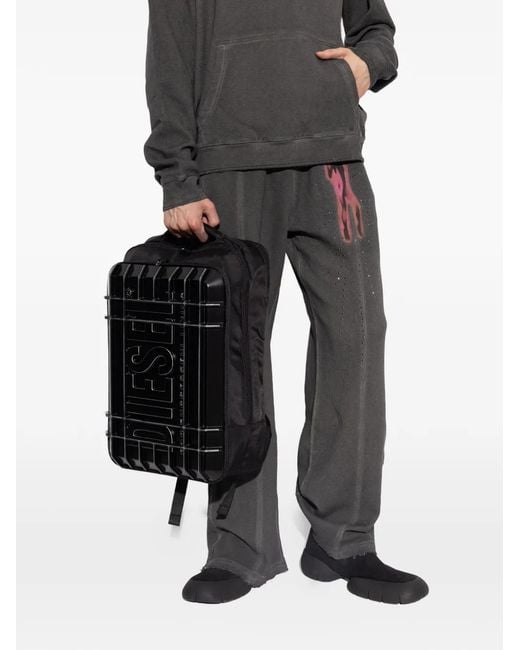DIESEL Black Embossed Logo Backpack